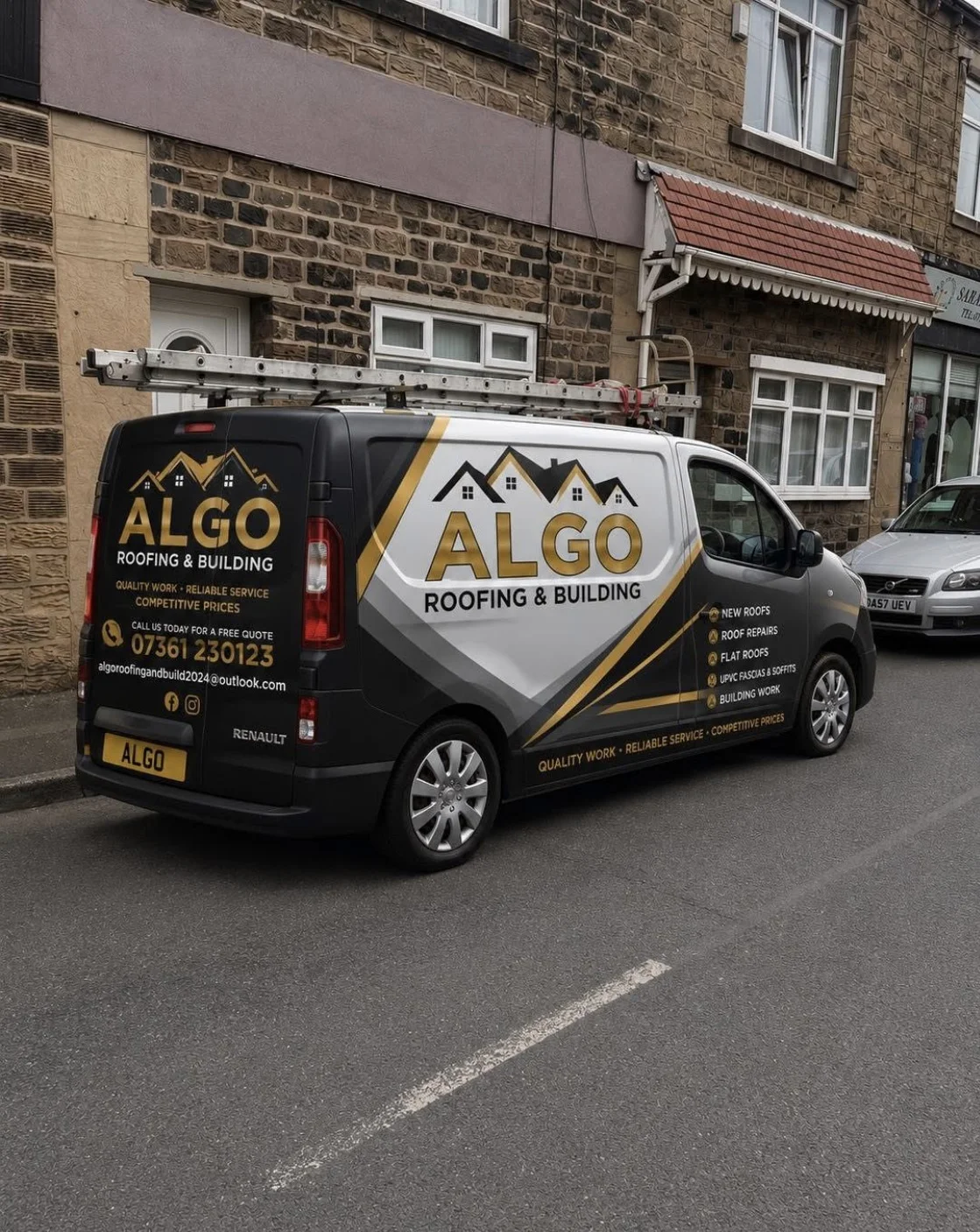 ALGO Roofing and Building branded work van