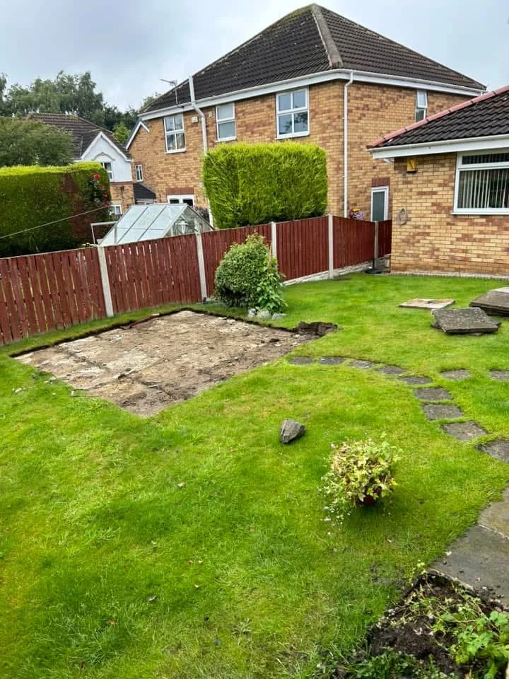 Garden before new paving and artificial lawn